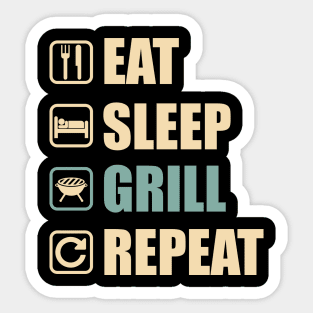 Eat Sleep Grill Repeat - Funny Grill Lovers Gift Sticker